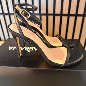 Brand new authentic Stuart Weitzman Black Ankle-Strap Stiletto Sandals